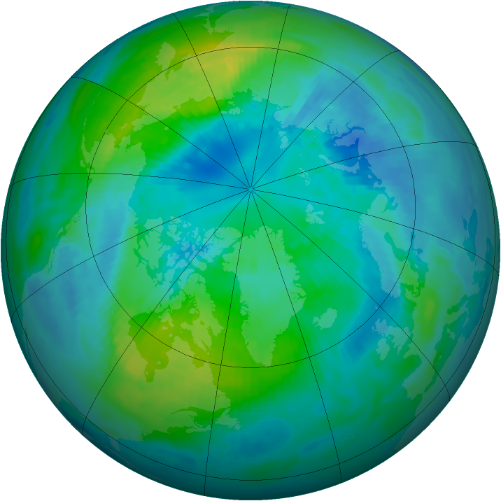 Arctic ozone map for 05 October 1999